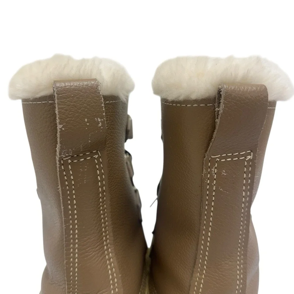 SOREL Women's Size 7 Manitou Tan/Blk Leather‎ Snow Winter Boots Made in CANADA